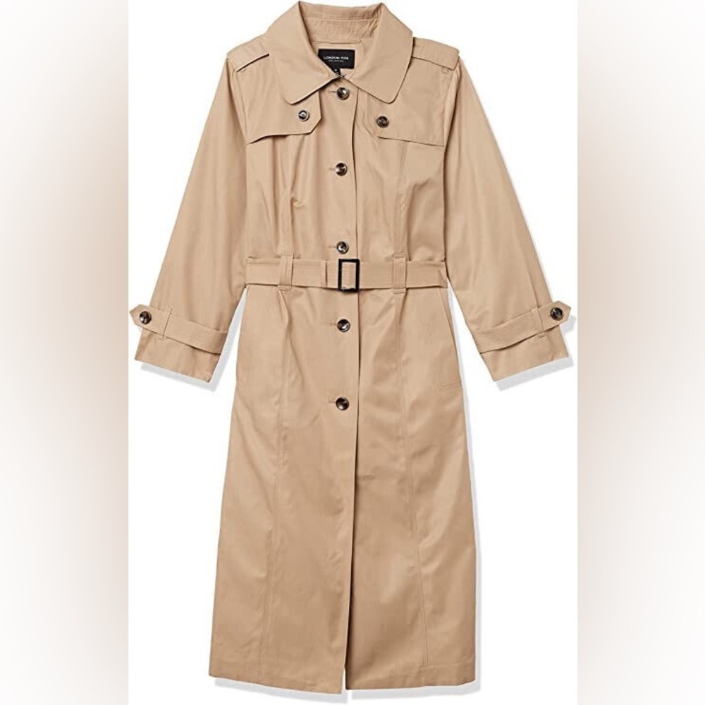 NEW London Fog Long Belted Trench Coat with Hood-Size XXL-Color: British Khaki